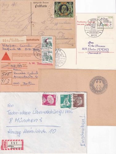 Bayern/BRD - Berg b. Starnberg 5 Belege 1911/1976