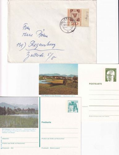 BRD - Iffeldorf 1959/78 2 Bildganzsachen (ungebr.) + 1 Brief