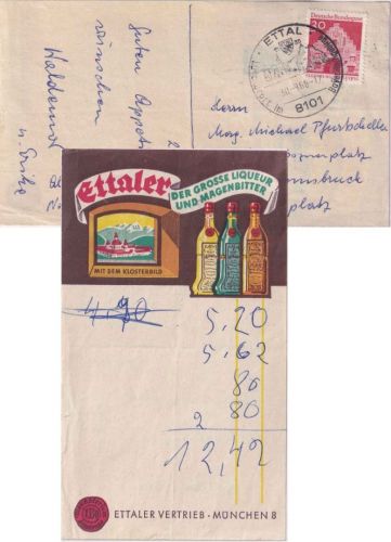 BRD - 30 Pfg. Bauwerke "Karte" (Bedienungszettel) n. ÖSTERREICH Ettal 1968