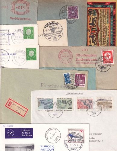 DR/Bizone/BRD - Oldenburg 12 Belege/1 Geldschein 1920/1976