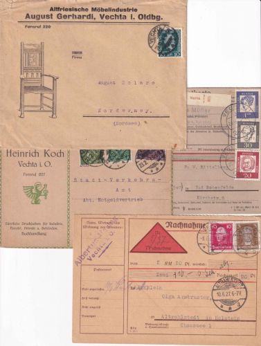 DR/BRD - Vechta 4 Belege ex 1923/63 darunter illustr. Firmenpost u.a.