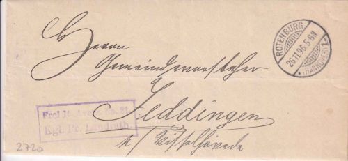 DR - Rotenburg (Hannover) 1 1896 Brief/Frei lt. Avers No. 21 Kgl. Pr. Landrath