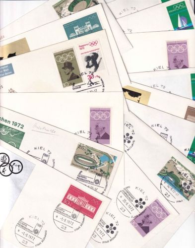 BRD - Kiel Sommerolympiade 1972 14 Belege/versch. Sonderstempel