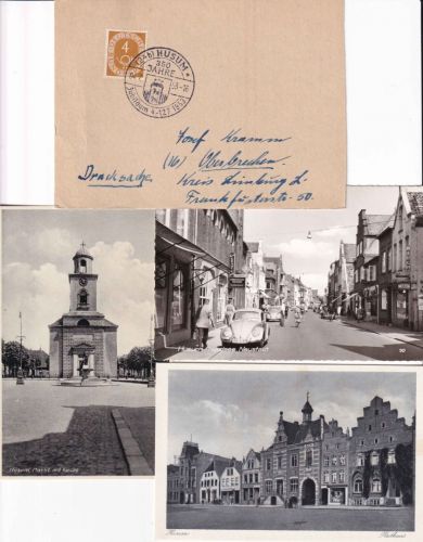 BRD - Husum 3 sw-Ansichtskarten + Drucksache/SST 350 Jahrfeier