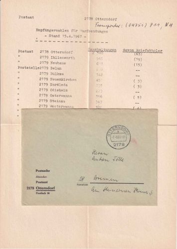 BRD - 2178 Otterndorf 1968 Postsache (Empfängerzahlen f. Wurfsendungen)