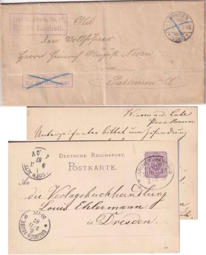 DR/AM-Post/BRD - Winsen (Luhe) 6 Belege ex 1887/1978
