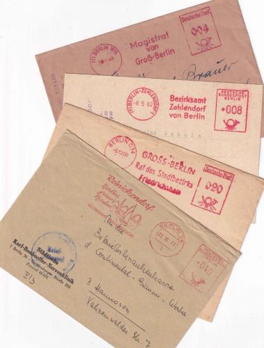 Berlin - Verwaltungsämter Absenderfreistempel 3 Briefe/1 Karte ex 1949/73