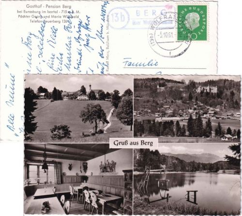BRD - (13b) Berg ü. Wolfratshausen Landpost-Ra2 Ansichtskarte n. Solingen