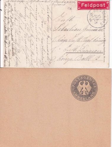 Bayern/BRD - Ammerland Feldpostkarte 1916 + Blankoabschlag Siegel Postagentur