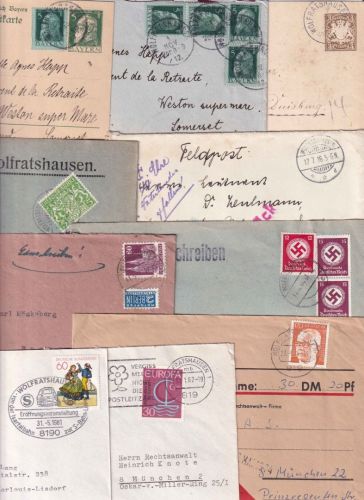 Bayern/DR/Bizone/BRD - Wolfratshausen 10 Belege 1899/1981