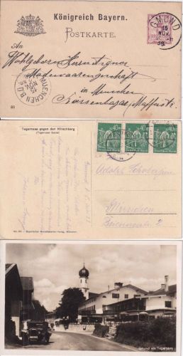 Bayern/DR/All.Bes./BRD - Gmund (Tegernsee) 5 Belege 1888/1972
