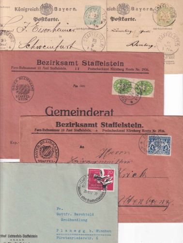 Bayern/DR/BRD - Staffelstein 5 Belege (Dienstbriefe, GA etc.) ex 1875/1957