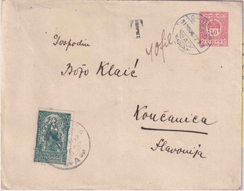 Ungarn/Kroatien - 10 f. Krone Ganzsache/Brief Daruvar - Koncanica 22.11.19