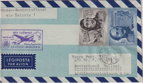 Ungarn - Leipziger Messe Zuleitungspost Leipzig/Amsterdam Budapest 1955