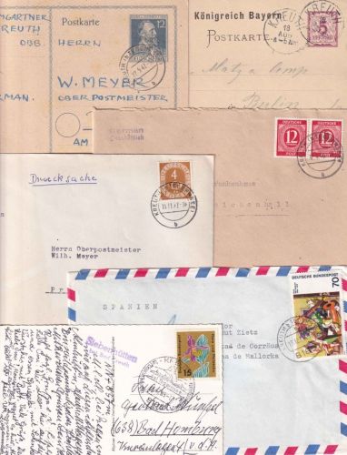 Bayern/All.Bes./BRD - Kreuth (b. Tegernsee) 6 Belege ex 1883/1974