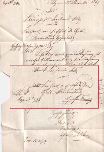 Bayern - Tölz 26/11 HKS Dienstbrief n. Hohenburg b. Lenggries 1859 m. Inhalt