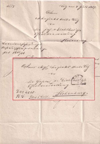 Bayern - Tölz 4/7 HKS Dienstbrief n. Hohenburg b. Lenggries 1847 - m. Inhalt