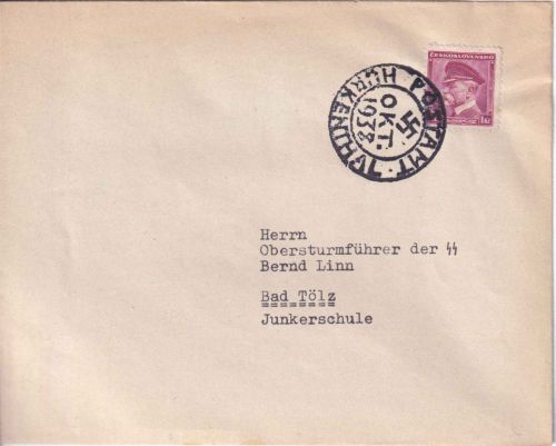 Sudetenland - Postamt Hurkentahl Okt. 1938 Notstempel Brief n. Tölz