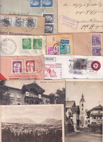 Bayern/DR/All.Bes./BRD - Miesbach 19 Briefe/Ganzsachen/Ansichtskarten ex 1904/76