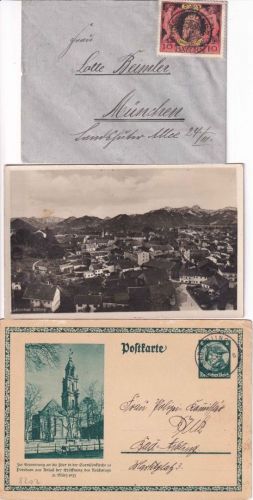Bayern/DR/BRD - Bad Aibling 9 Briefe/Ganzsachen/Ansichtskarte ex 1911/1997
