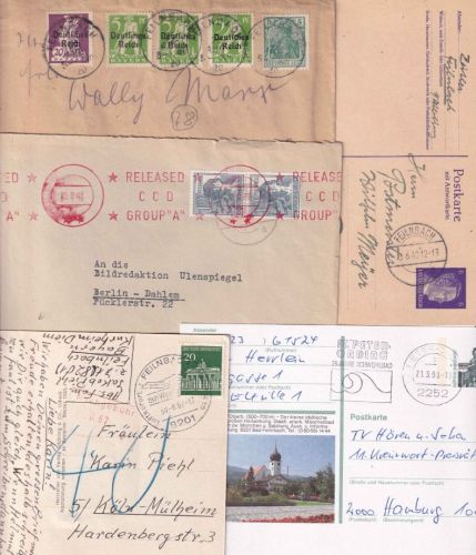 DR/All.Bes./BRD - Feilnbach 5 Briefe/Karten/Ganzsachen ex 1920/1990