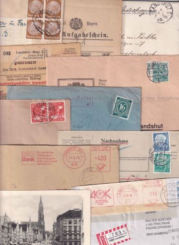 Bayern/DR/All.Bes./BRD - Landshut 26 Belege/1 Vignette ex 1885/1980