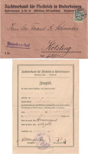 Bayern - 5 Pfg. Wappen Aufbrauch Drucksachenbrief Landshut - Kötzting 10.2.20