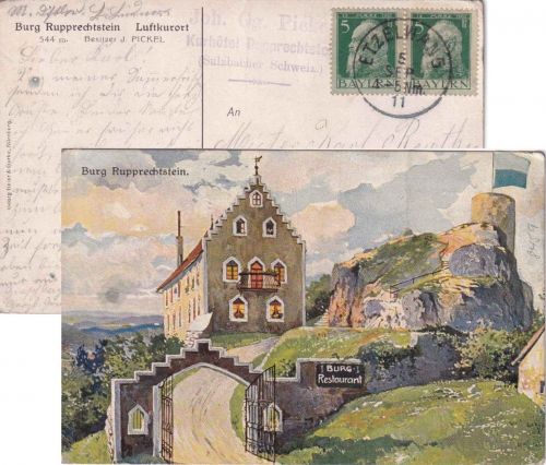 Bayern - 2x5 Pfg. Luitpold Karte n. USA K1 Etzelwang - Detroit 1911