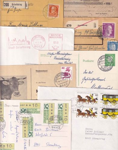 Bayern/DR/BRD - Geiselhöring 9 Belege ex 1884/1986