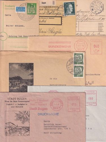 Bayern/DR/Bizone/BRD - Bogen 7 Belege ex 1915/1987
