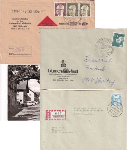 BRD - Mitterfels 1972/85 3 Briefe/1 Ansichtskarte