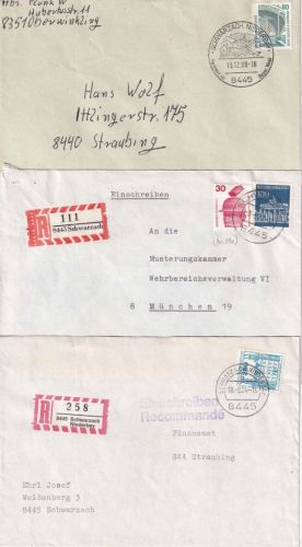 BRD - Schwarzach 2 Einschreibebriefe/1 Brief ex 1972/88