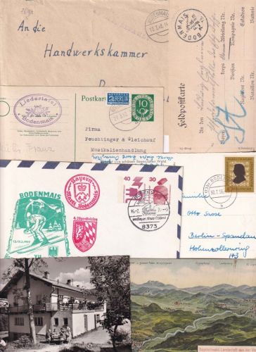 Bayern/All.Bes./BRD - Bodenmais 7 Belege ex ca. 1910/1977