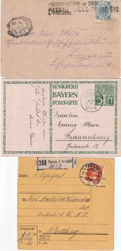 Bayern/DR/All.Bes./BRD - Passau 43 Belege (sortenreich !!) ex 1901/1992