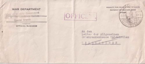 All.Bes. - Buchen (Odenw.) 1947 US-Dienstbrief n. Waldkirchen