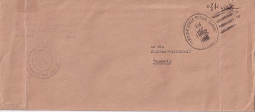 BRD - Wiesbaden 1952 Dienstbrief (APO 633 Lindsay Air Station) n. Mannheim