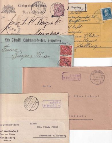 Bayern/DR/All.Bes. - Hengersberg 5 Belege ex 1883/1946