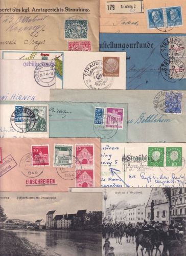 Bayern/DR/All.Bes./BRD - Straubing 44 Briefe/Karten/Ansichtskarten ex 1884/1986