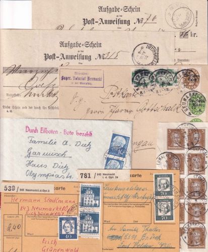 Bayern/DR/BRD - Neumarkt Opf. 6 Belege/1 Briefstück ex 1874/1966