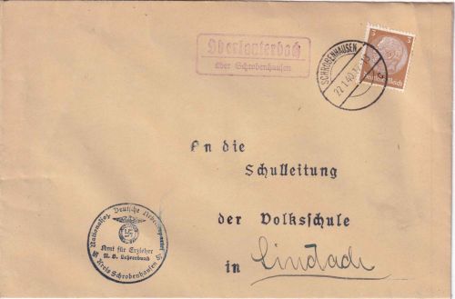 DR - Oberlauterbach ü. Schrobenhausen landpost-Ra2 Drucksachenbrief 1940