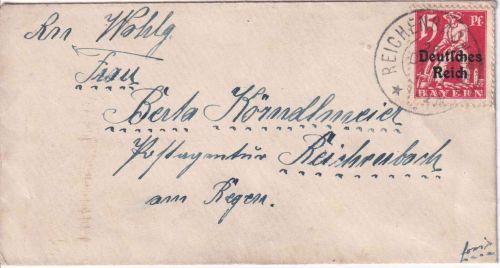 DR - 15 Pfg. By-Abschied/DR Drucksachenbriefchen K 2Reichenbach Opf. 28. DEZ 21