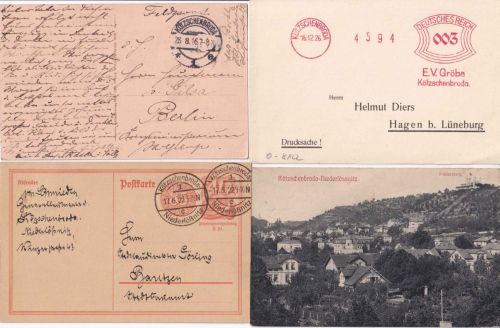 DR - Kötzschenbroda 3 Karten/Ganzsachen + 1 Ansichtskarte ca. 1910-1926