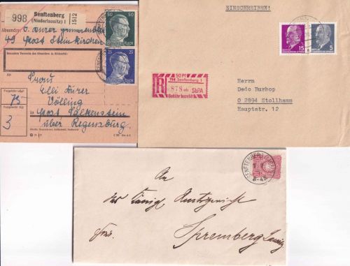 DR/DDR - Senftenberg (Niederlausitz) 3 Belege ex 1887/1970