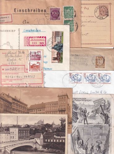 DR/DDR/BRD - Nordhausen 6 Belege + 3 Ansichtskarten ex 1873/1994