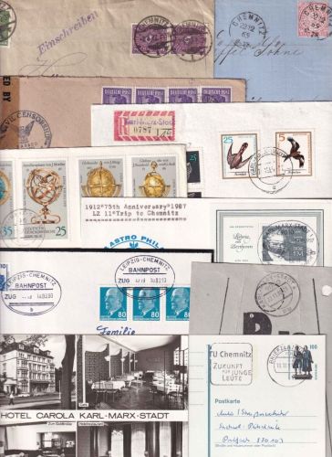 NDP/DR/DDR/BRD - Chemnitz 20 Belege (Einschreiben, Zensur, etc.) ex 1869/2001