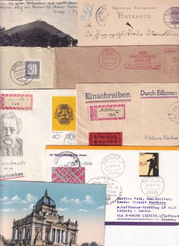 DR/SBZ/DDR - Görlitz 6 Belege + 2 Ansichtskarten ex 1889/1993