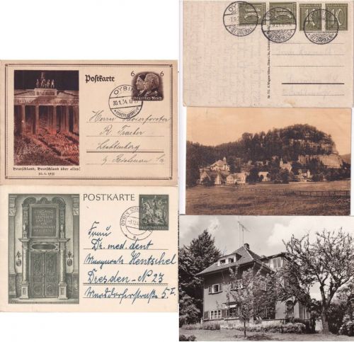 DR/DDR - Oybin (Oberlausitz) 3 Karten/Ganzsachen + 2 Ansichtskarten ex 1910/1978