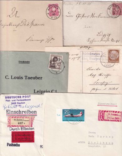 DR/DDR - Bautzen 6 Belege (Landpost, Einschreiben, Briefe) ex 1876/1986