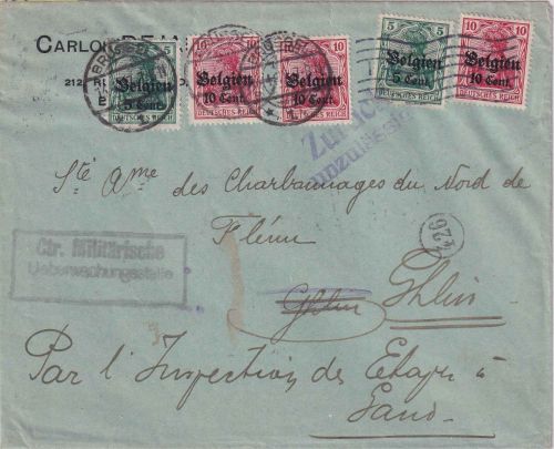 LP Belgien - Brüssel 4.4./17.4.17 Zensurbrief i.d. Etappe West m. Zurückweisung
