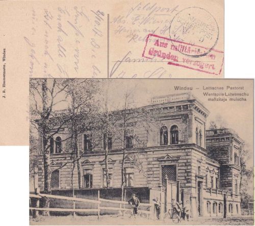 Postgebiet Ob.Ost - Windau Lettisches Pastorat sw-AK/Marineschiffspost 1917